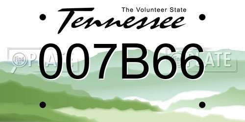 007B66 Tennessee License Plate