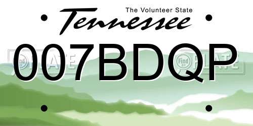 007BDQP Tennessee License Plate
