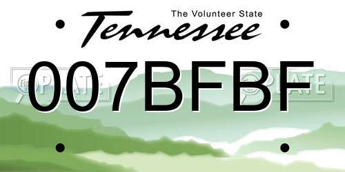 007BFBF Tennessee License Plate