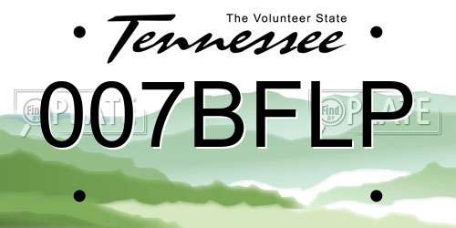 007BFLP Tennessee License Plate