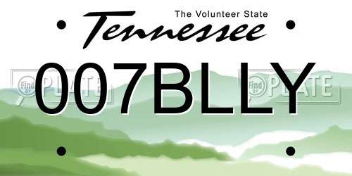 007BLLY Tennessee License Plate