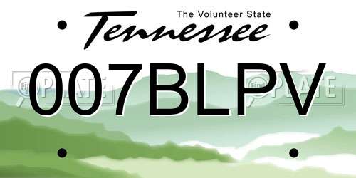 007BLPV Tennessee License Plate