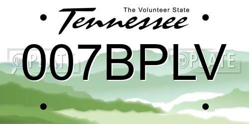 007BPLV Tennessee License Plate