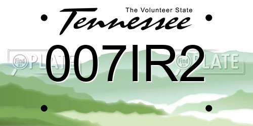 007IR2 Tennessee License Plate