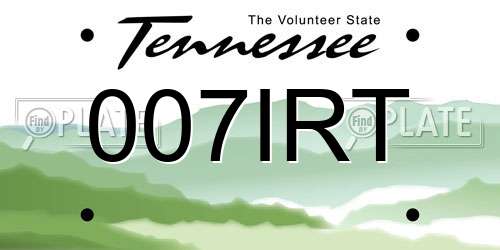 007IRT Tennessee License Plate
