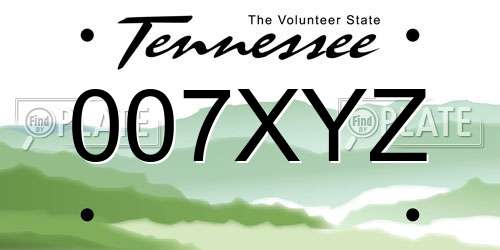 007XYZ Tennessee License Plate