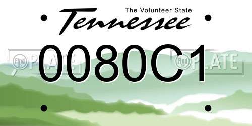 0080C1 Tennessee License Plate