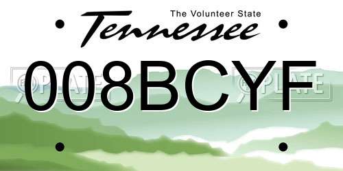 008BCYF Tennessee License Plate