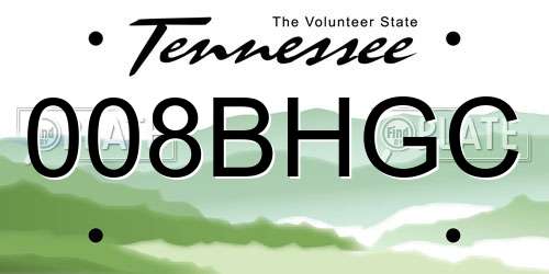 008BHGC Tennessee License Plate
