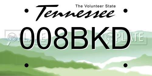 008BKD Tennessee License Plate