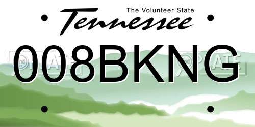 008BKNG Tennessee License Plate