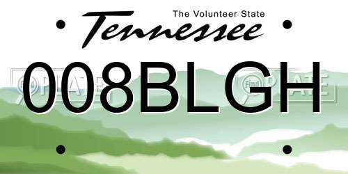 008BLGH Tennessee License Plate