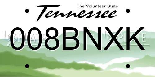 008BNXK Tennessee License Plate