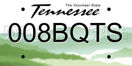 008BQTS Tennessee License Plate