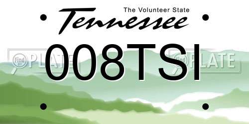 008TSI Tennessee License Plate