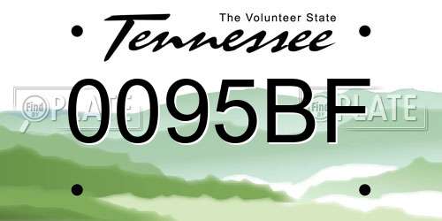 0095BF Tennessee License Plate
