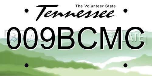 009BCMC Tennessee License Plate