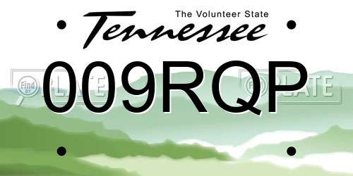 009RQP Tennessee License Plate