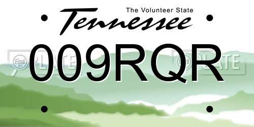 009RQR Tennessee License Plate