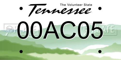00AC05 Tennessee License Plate