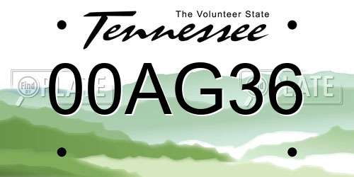00AG36 Tennessee License Plate