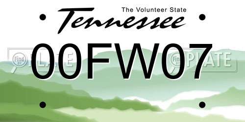 00FW07 Tennessee License Plate