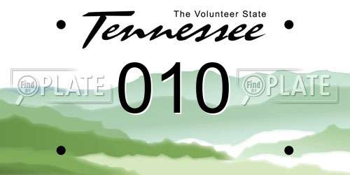 010 Tennessee License Plate