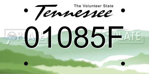 01085F Tennessee License Plate