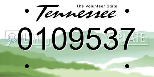 0109537 Tennessee License Plate