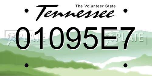 01095E7 Tennessee License Plate