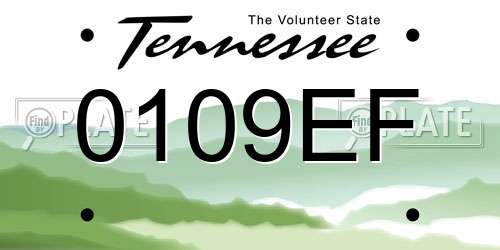 0109EF Tennessee License Plate