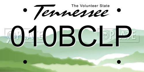 010BCLP Tennessee License Plate