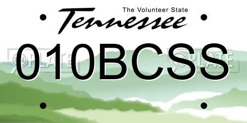 010BCSS Tennessee License Plate