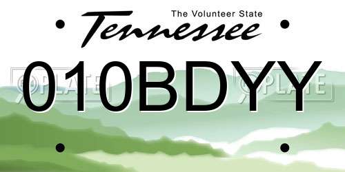010BDYY Tennessee License Plate