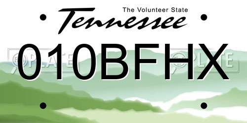 010BFHX Tennessee License Plate