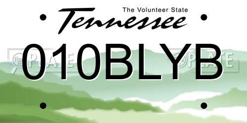 010BLYB Tennessee License Plate