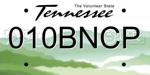 010BNCP Tennessee License Plate