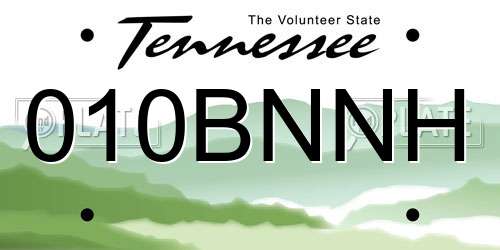 010BNNH Tennessee License Plate