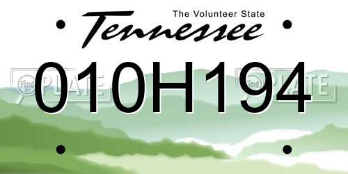 010H194 Tennessee License Plate