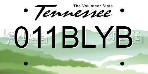 011BLYB Tennessee License Plate