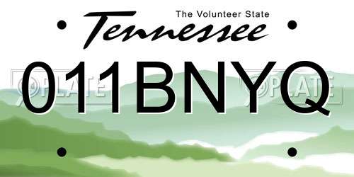 011BNYQ Tennessee License Plate
