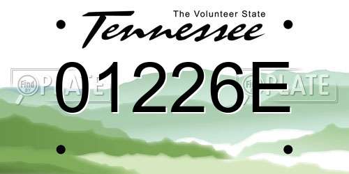 01226E Tennessee License Plate