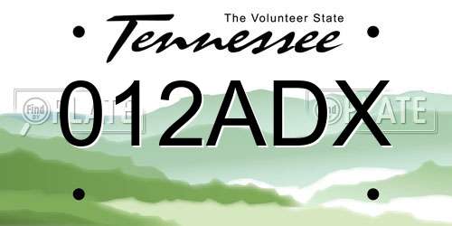 012ADX Tennessee License Plate