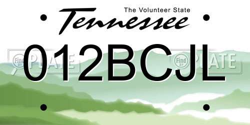 012BCJL Tennessee License Plate