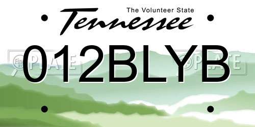 012BLYB Tennessee License Plate