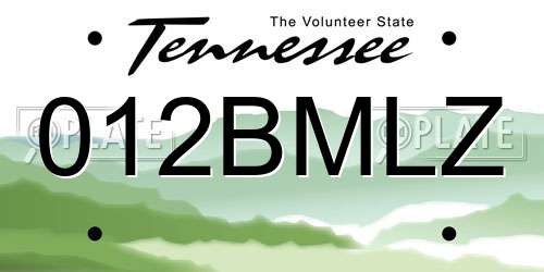 012BMLZ Tennessee License Plate