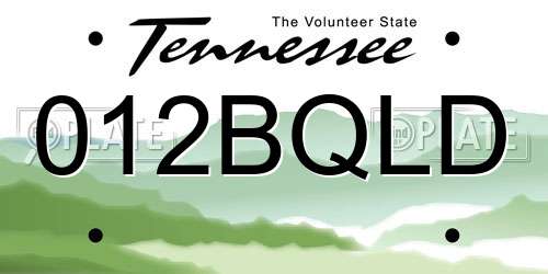 012BQLD Tennessee License Plate