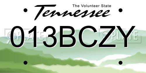 013BCZY Tennessee License Plate
