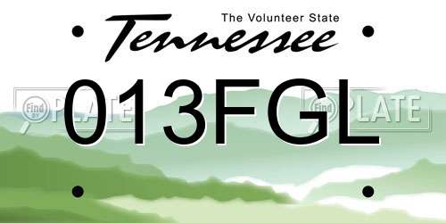 013FGL Tennessee License Plate