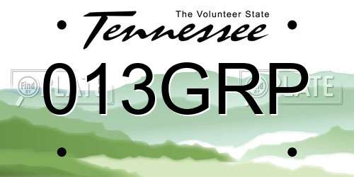 013GRP Tennessee License Plate